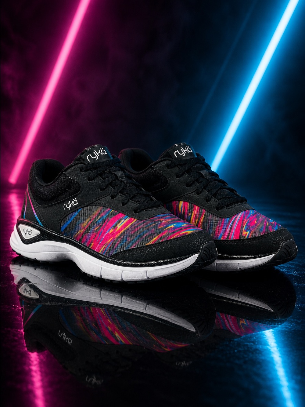 Ryka Raze Black and Multicolored Athletic Running Shoes Size 10 Like NEW!